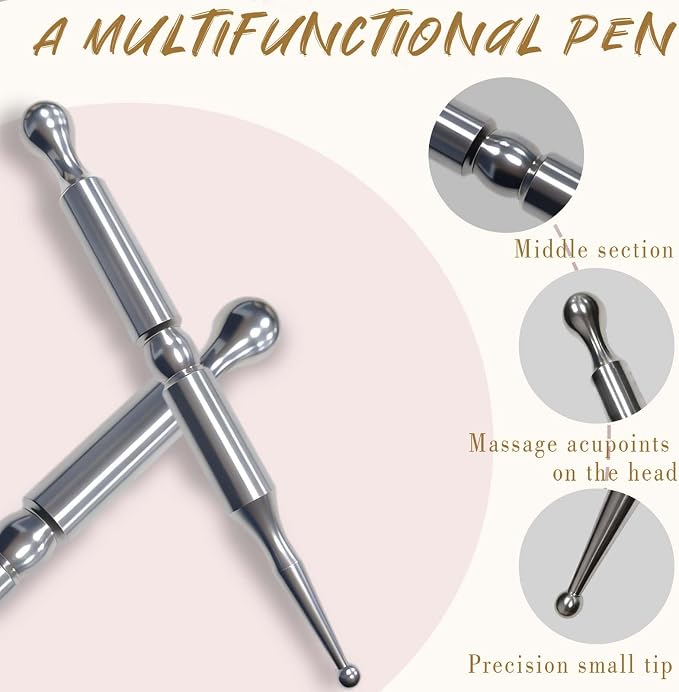 Gdojj Acupuncture Pen, Stainless Steel Acupressure Pen, Trigger Point Massage Tool for Muscle Tension Relief, Manual Reflexology Massage Tool