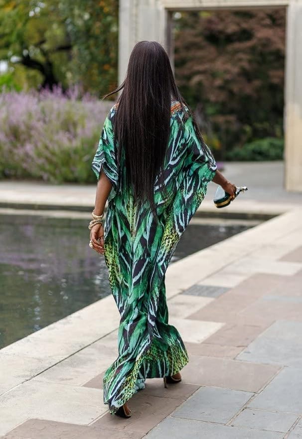 Venasha Womens Caftan Floral Print Kaftan Dress Short Sleeve Swimsuit Cover up Loungewear for Summer