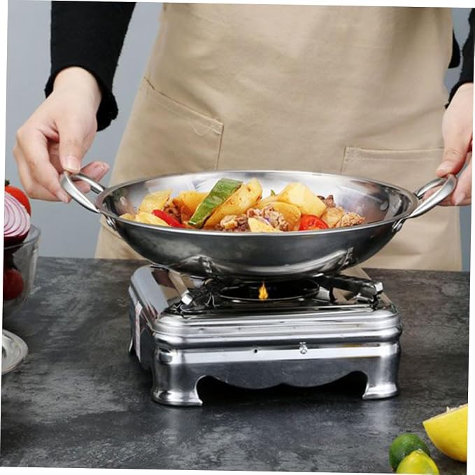 Zerodeko Stainless Steel Round Bottom Hot Pot Korean Style Stir-fry Pan Individual Pot