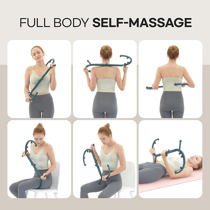 HuBDIC HubiCare Massage Stick, Trigger Point Cane, Body Deep Tissue, Handheld Back, Neck, Shoulder, Leg and Feet, Muscle Release Tool Self Massage Hook Cane for Women & Men (Beige)