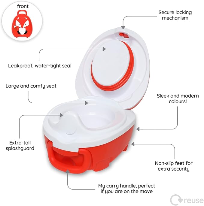 My Carry Potty - Fox Travel Potty, Award-Winning Portable Toddler Toilet Seat for Kids to Take Everywhere