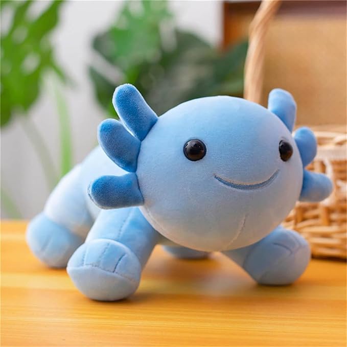 Axolotl Plush Toy, 10.8” Soft Cute Axolotl Stuffed Cotton Plush Pillow Kawaii Salamander Animal for Boys Girls Kids Gift (Blue)
