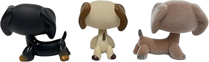 3pcs/Set Custom Flocked Pet Shop Toys Short Hair Cat Kitten Collie Great Dane Cocker Spaniel Dachshund Puppy Dog OOAK Compatible with LPS (#325 and 1491 and 640)