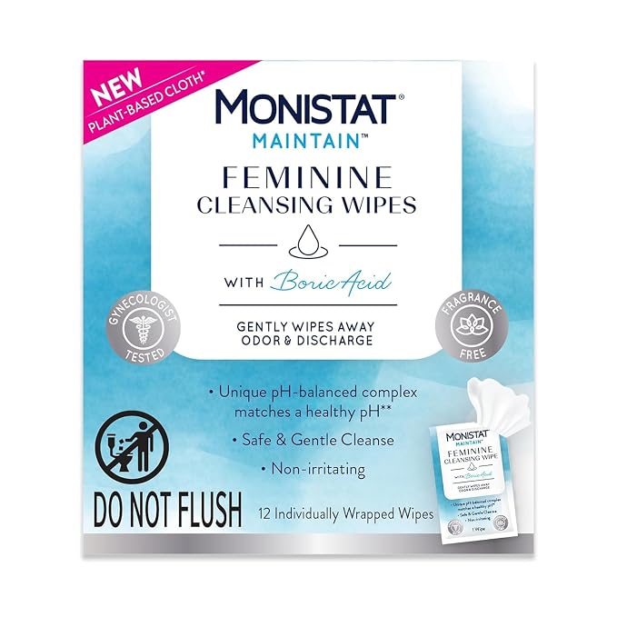 Monistat Maintain Feminine Wipes for Feminine Care, Fragrance Free, 12 CT (Pack of 3)