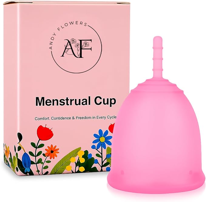 Reusable Menstrual Cup, Medical Grade Silicone Period Cup for Women & Beginners, Eco-Friendly Feminine Hygiene, Leak-Free Comfort for Up to 12 Hours (Small & Large) (Pink, Large)
