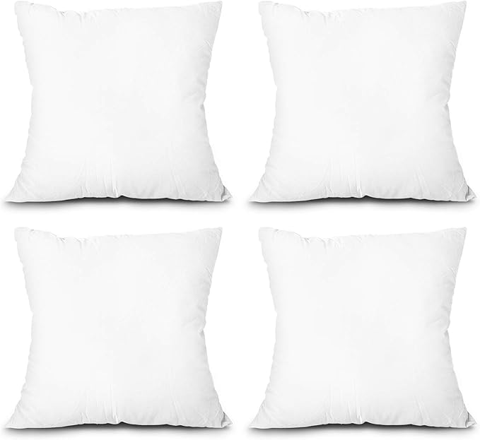 EDOW Throw Pillow Inserts, Set of 4 Lightweight Down Alternative Polyester Pillow, Couch Cushion, Sham Stuffer, Machine Washable. (White, 14x14)