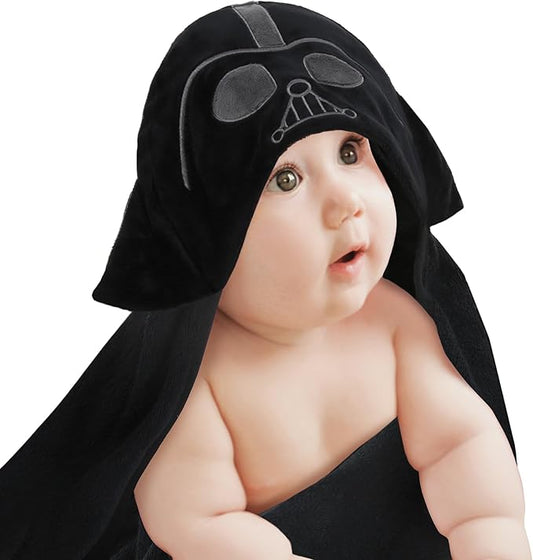 Lambs & Ivy Star Wars Darth Vader Black Luxury Cotton Hooded Baby Bath Towel