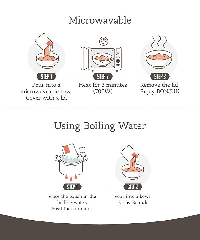 BONJUK Sweet Pumpkin (Juk) Rice Porridge - Ready to eat meal (300g), Easy to prepare porridge pouch