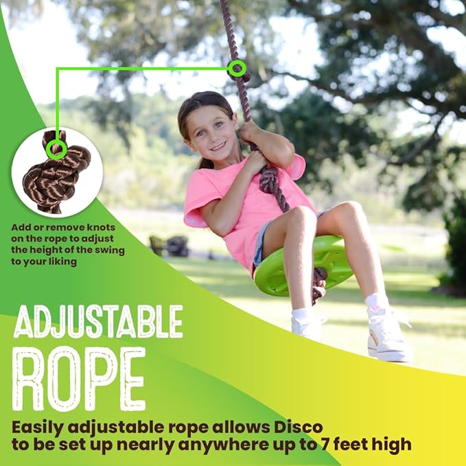 Swurfer Disco Tree Swing - Swing Sets for Backyard, Outdoor Swing, Swingset Outdoor for Kids, Easy Installation, Heavy Duty, Adjustable Climbing Rope, Weather Resistant