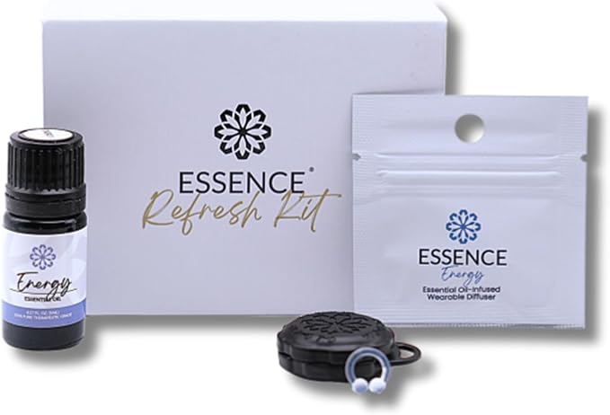 Essence Wearable Aromatherapy Nasal Diffuser – Energy Blend Essential Oil Nose Ring Refresh Kit – Personal Scent Clip for Travel, Work & Everyday Use – Made in USA