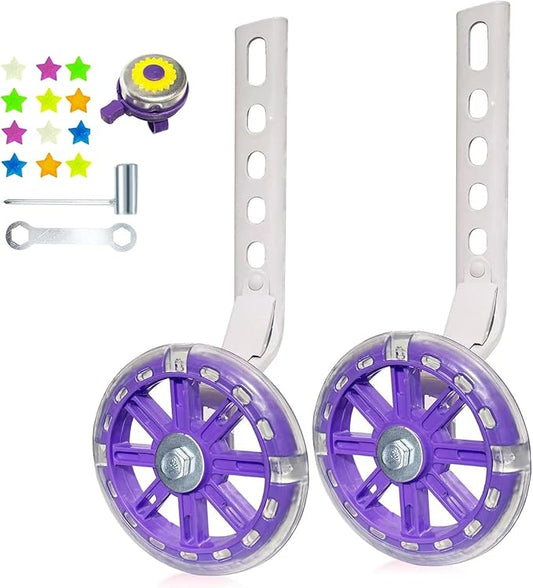 DDJKCZ Training Wheels Flash Mute Wheel Bicycle Compatible for Bikes of 12 14 16 18 20 Inch
