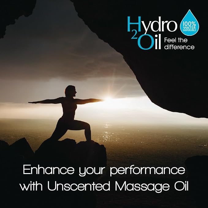 Hydro 2 Oil Unscented Massage Oil 33.8 fl oz - Water Dispersible Formula with Jojoba and Grapeseed Oil Enriched with Vitamin E