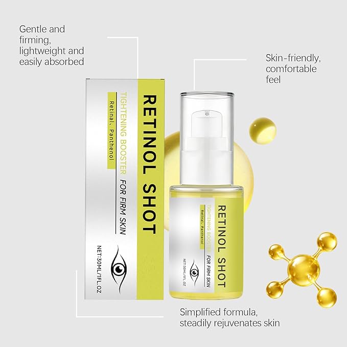 2 PCS Retinol Shot Tightening Booster- Retinol Eye Serum with Panthenol for Anti-Aging, Wrinkles & Fine Lines, Pore Minimizer, Firm Skin - For All Skin Type - 1 Fl. Oz