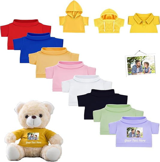 Personalized Teddy Bear Clothes with Name Photo, Custom Stuffed Animal Clothing Fit 8-16inch Stuffed Bear Clothes, Personalized Doll Clothing Make Your Own Plush Doll Shirt