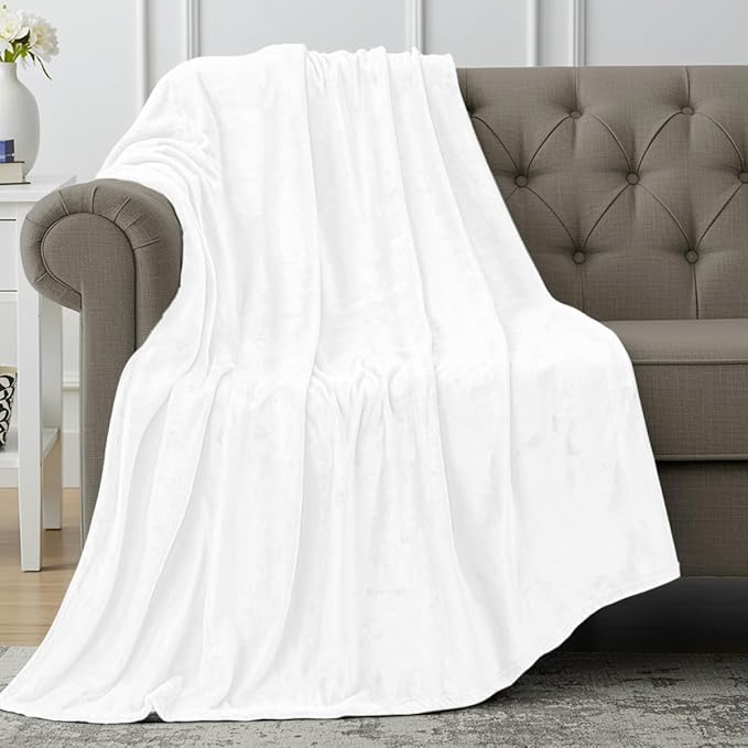 Utopia Bedding Ultra Soft Fleece Bed Blanket Throw Size White (50x60 Inch) | Microfiber Plush Warm Lightweight Breathable Cozy Blanket Anti-Static, All Season Use, Gift for Women and Men