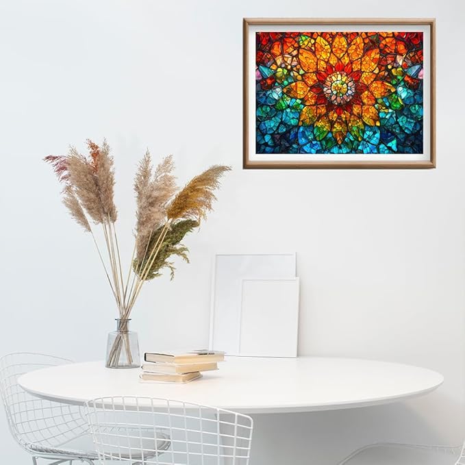 Stained Glass Flower of Life Puzzles for Adults 1000 Pieces, Impossible Hard Difficult Challenging Puzzles for Adults, Colorful Mosaic Flower of Life Jigsaw Puzzle 1000 Pieces