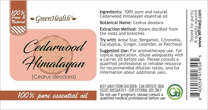 Cedarwood Himalayan Essential Oil - 32 fl oz - 100% Pure and Natural, Uncut - Aluminum Bottle - Greenhealth