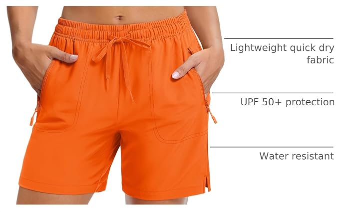 MAGCOMSEN Women's 5" Hiking Shorts UPF 50+ Quick Dry Lightweight Athletic Running Golf Summer Casual Shorts with Pockets