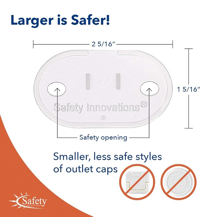 Safety Innovations, Ultimate Outlet Safety Cap, Baby Proofing Outlet Plugs, Child Safety Electrical Outlet Covers, Easy Installation, Protect Toddlers and Babies from Accidental Shock Hazard - 50 Pack