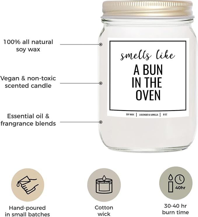 You Nique Designs Pregnancy Announcement Candle for Grandparents Dad Family Uncle Aunt, 8 Oz, Pregnancy Reveal to Parents, White All Natural Soy Vegan Aromatherapy Candles (Lavender & Vanilla)