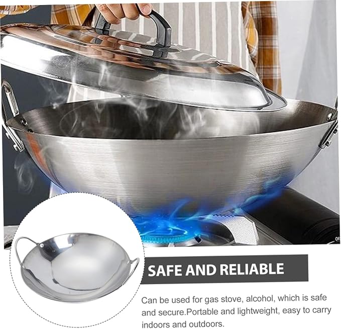 BESPORTBLE 2pcs Stainless Steel Stir-fry Pans Removable Handle Cookware Korean Pot Ramen Pot Easy Clean Kitchen Cooking Tool