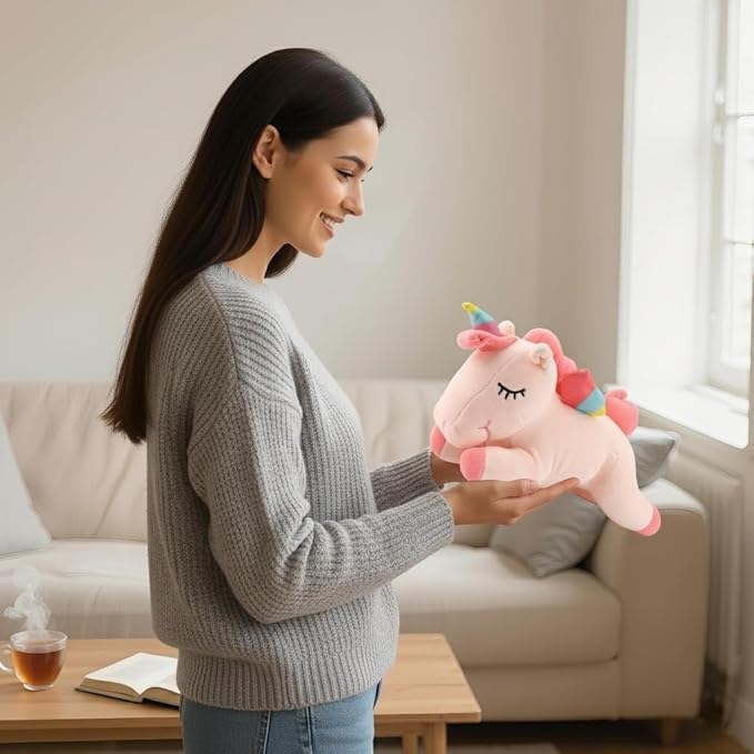 Sleeping Unicorn Stuffed Animal, 12 Inches Unicorn Plush Toys for Girls Women Girlfriend, Pink Soft Plush Hugging Pillow, Cute Lovely Stuffed Animal Cuddle Toy Gifts for Valentine Christmas Birthday