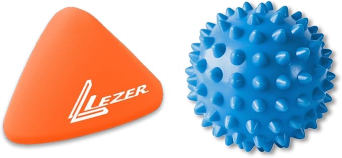 LEZER Spiky Massage Ball, Trigger Massage Point, Plantar Fasciitis, Deep Tissue Myofascial Release Tool, Foot Massager, Muscle Knot Relief, Physical Therapy, Set of 2 (Orange Trigger)