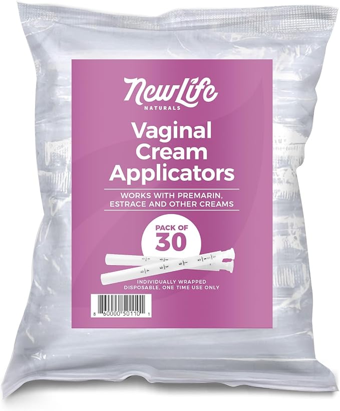 NewLife Naturals Disposable Vaginal Applicators 30 Pack – Threaded Vaginal Cream Applicators with Dosage Markings – Individually Wrapped Clean Single Use for Gels, Lubricants, & Creams – Made in USA