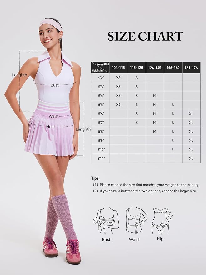 Women 2 Piece Tennis Skirt Set Polo Golf Outfits Racerback Tank Top Pleated Skort with Pockets Summer Workout Athletic Dress