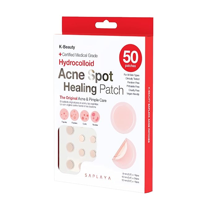 Saplaya K-Beauty Ance Care Hydrocolloid Patches For Acne Pimple Care 100% Hydrocolloid Acne Spot Healing Patch