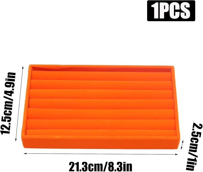Velvet Jewelry Trays for Drawers, Orange 8 Rolls | Stackable Jewelry Drawer Organizer Inserts, Ring Earring Holder Organizer Storage Display Tray