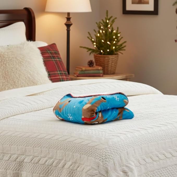 Rudolph The Red Nose Reindeer Holiday Christmas Kids Bedding Soft Plush Sherpa Blanket Throw, 46 in x 60 in, (Officially Licensed Product) by Franco