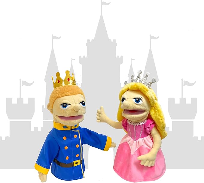 16" Puppets Entriloquist Puppet,Hand Puppets for Kids Plush Prince Puppets for Adults with Removable Mouth Puppet for Kids Ages 4-8，Hand Puppet for Adults with Scalable Puppet Control Rod