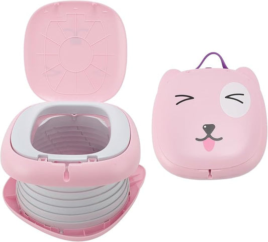 Travel Potty for Toddler, Foldable Potty Training Toilet Seat, Portable Potty Car Potty Folding Toilet for Boys Girls Baby Kids Children Indoor Outdoor Camping (Light Red)