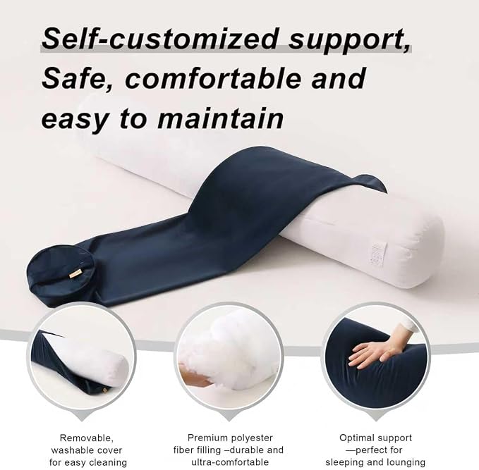Body Pillow for Adults,Long Round Pillow,Big Cylindrical Pillow,Large Full Bolster Pillows for Side Sleepers (Teal Blue, 59"*7.87")
