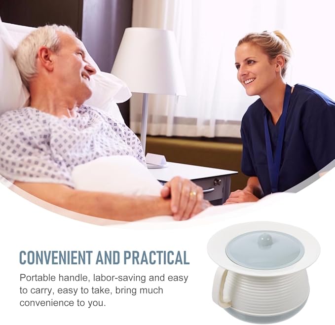 POPETPOP Elder Chamber Pot with Lid and Handle Thickened Portable Spittoon Urine Pot for Adults and Kids Durable Household Commode Bucket 8.26X8.26X5.11In