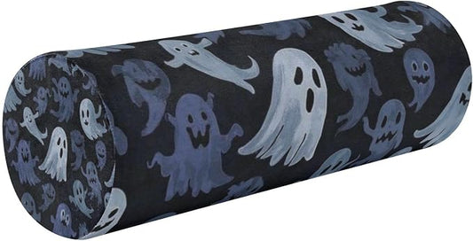 Ghost Black Blue White Neck Roll Pillow Bolster Round Health Memory Foam Long Cervical Cylinder Pillows with Removable Washable Cover for Body Bed Legs Back Yoga