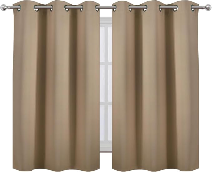 LEMOMO Natural Blackout Curtains/38 x 54 Inch/Set of Two Panels Grommet Living Room Curtains