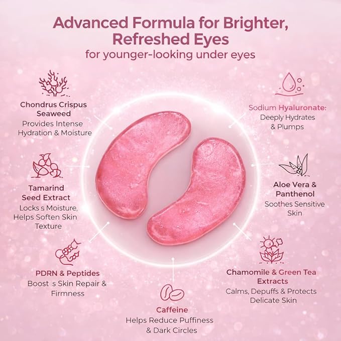 19/90 Revitalizing Hydrogel Under Eye Patches for Dark Circles & Puffiness - Salmon PDRN, Peptides & Hyaluronic Acid - Pink (30 Pair)