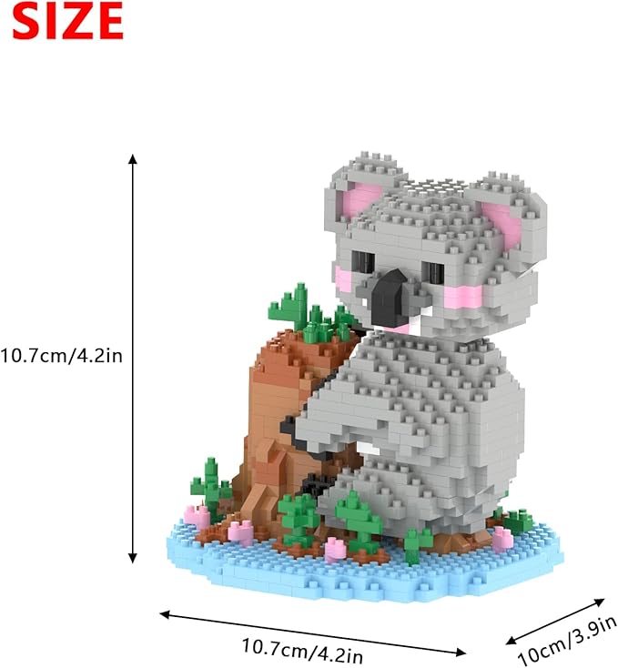 Larcele Animal Series Micro Building Blocks Animal Set, DIY Mini 3D Building Toy Bricks,1000 Pieces KLJM-07 (Koala)