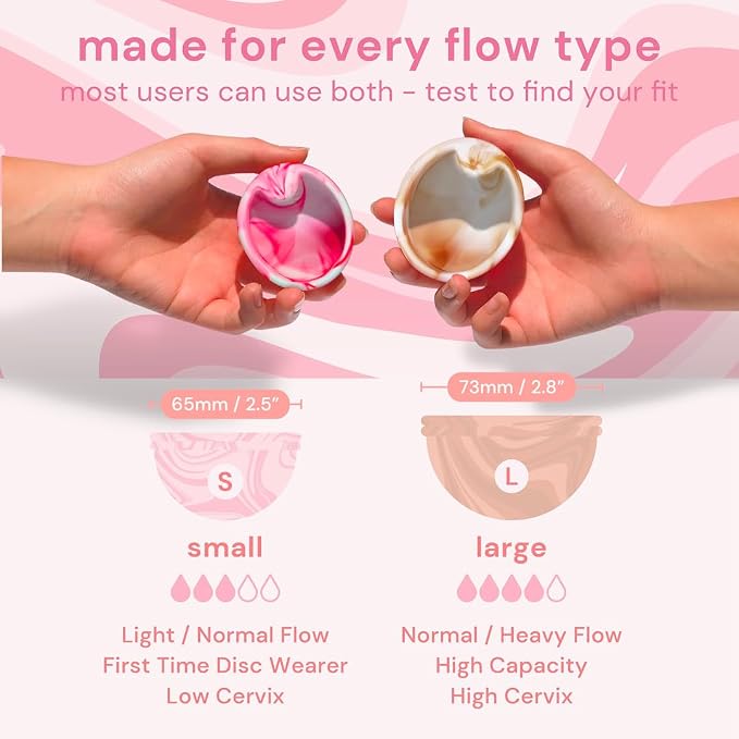 Bodyotics Reusable Menstrual Disc - 4 Pack Bundle, Red/Orange & Pink/Beige | Leak-Proof Alternative to Cups, Tampons & Pads for Light or Heavy Flow; Body-Safe Silicone with 12 Hour Wear