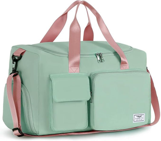 FIORETTO Women's Gym Duffle Bag with Shoes Compartment, 30L Capacity, Ideal for Travel, Gym, Sports, Duffel, Weekender