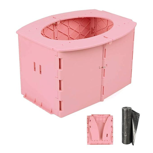 Travel Potty for Kids, Reusable Portable Folding Potty for Toddler, Travel Foldable Toilet for Travel Outdoor Camping, Toddler Potty Seat for Baby Potty Training (Pink) (Pink)