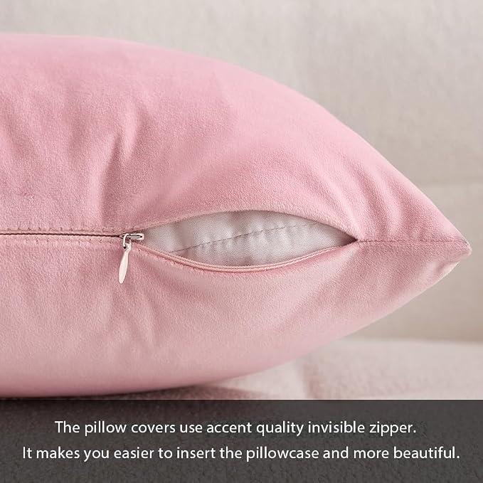 MIULEE Velvet Throw Pillow Covers 20x20 Inch Pack of 2 Bright Pink | Soft Solid Decorative Pillow Covers, Modern Luxury Home Decor, for Couch Chair Sofa Bedroom Livingroom