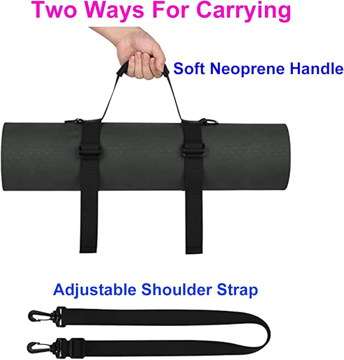 WISDING Yoga Mat Strap for Carrying, Adjustable Mat Sling with Handle | Fits Most Yoga Mats, Soft Neoprene Handle, Hands-Free Carry for Pilates, Gym & Travel