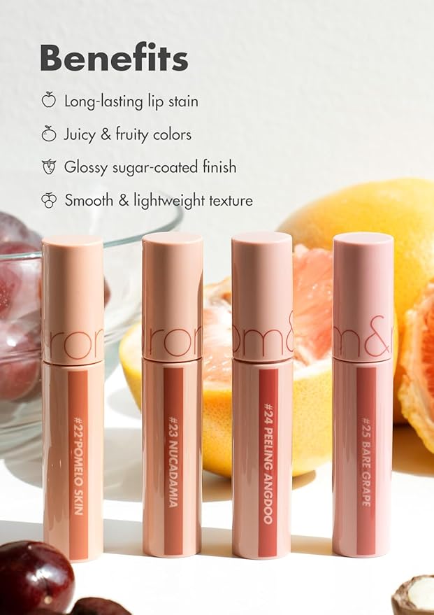 rom&nd Juicy Lasting Tint #17 Plum Coke | K-Beauty Deep Berry Lip Stain | Hydrating, Non-Sticky Glossy Finish | Long-Lasting Plump Effect for Cool Undertones