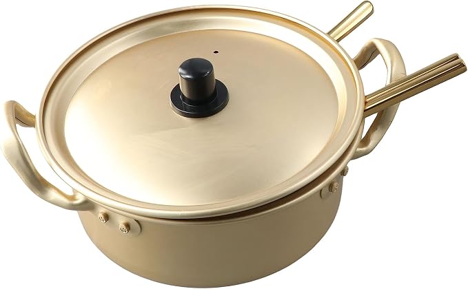 Leadigol Ramen Pot, Korean Ramen Cooking Pot With Lid Spoon and Chopsticks, Fast Heating For Kitchen Cookware (Double handle)