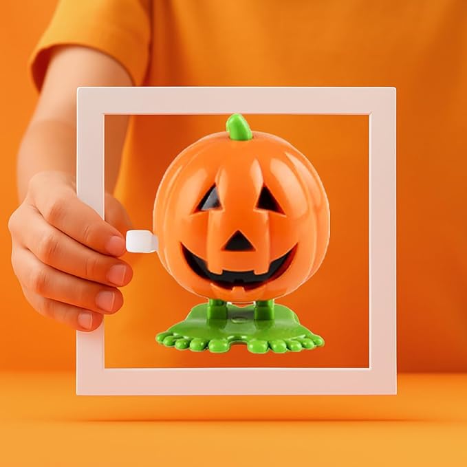 The Dreidel Company Halloween Pumpkin Wind-Up Toys, Birthday Party Favors, Novelty Toys for Boys and Girls, 2" Inches (48-Pack)