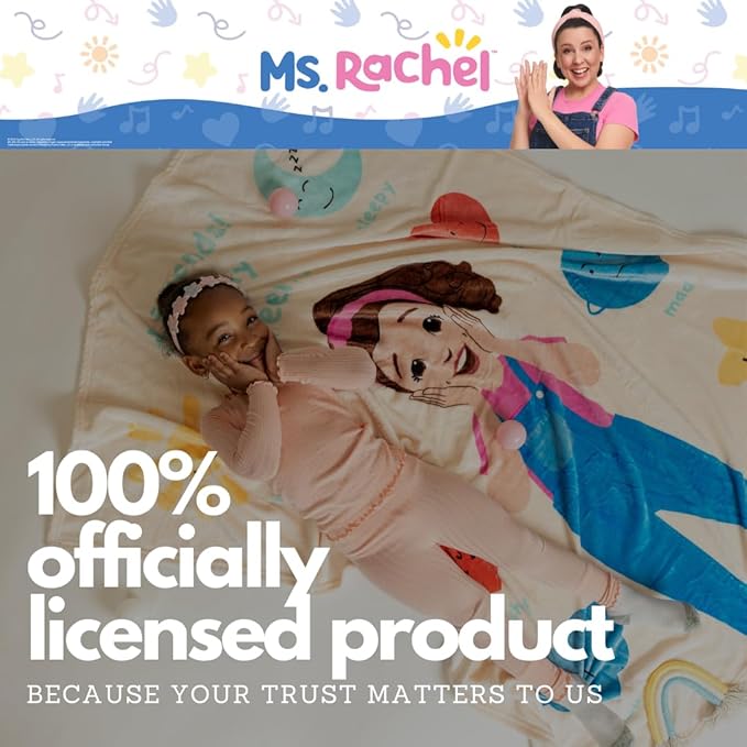 Ms. Rachel Educational Adventures Bedding Super Soft Cozy Throw, 46 in x 60 in, (Officially Licensed Product) by Franco Kids