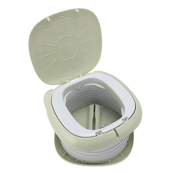 Fafeicy Travel Potty Portable Foldable Training Toilet Plastic 25 X 24 X 17 Cm Leak Proof Compact Design for Toddlers Kids Car Travel Camping Road Trips Outdoor Use (Green)